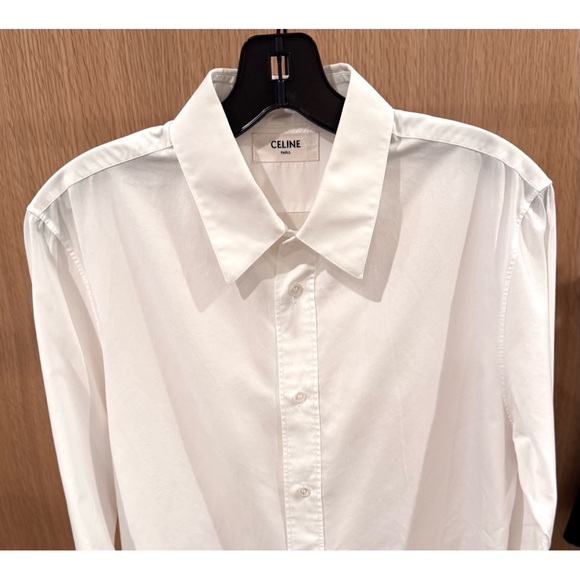 CELINE MEN’S 2024 LOOSE SHIRT IN COTTON POPLIN WHITE SIZE 38 - Picture 7 of 12